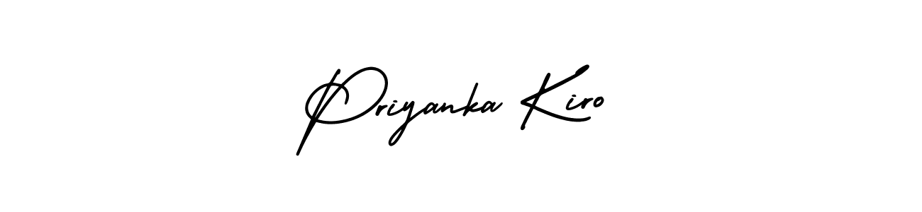 You should practise on your own different ways (AmerikaSignatureDemo-Regular) to write your name (Priyanka Kiro) in signature. don't let someone else do it for you. Priyanka Kiro signature style 3 images and pictures png