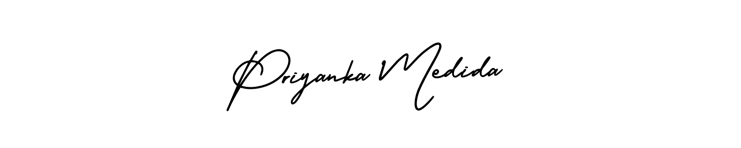 Similarly AmerikaSignatureDemo-Regular is the best handwritten signature design. Signature creator online .You can use it as an online autograph creator for name Priyanka Medida. Priyanka Medida signature style 3 images and pictures png