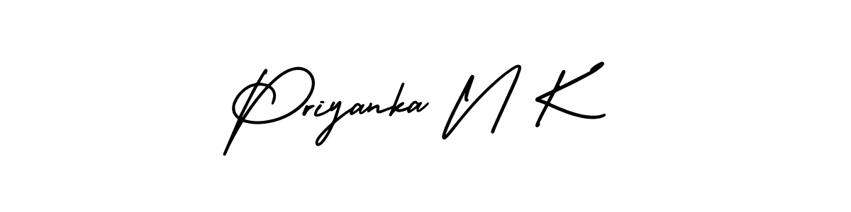 AmerikaSignatureDemo-Regular is a professional signature style that is perfect for those who want to add a touch of class to their signature. It is also a great choice for those who want to make their signature more unique. Get Priyanka N K name to fancy signature for free. Priyanka N K signature style 3 images and pictures png