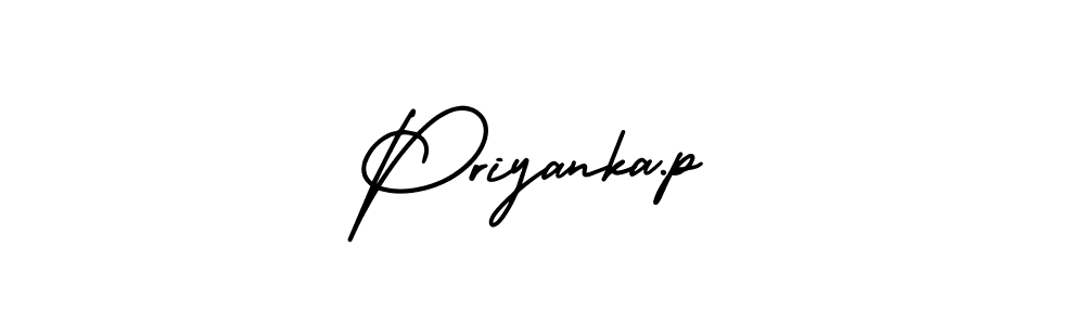 The best way (AmerikaSignatureDemo-Regular) to make a short signature is to pick only two or three words in your name. The name Priyanka.p include a total of six letters. For converting this name. Priyanka.p signature style 3 images and pictures png