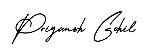 The best way (AmerikaSignatureDemo-Regular) to make a short signature is to pick only two or three words in your name. For converting this name Priyansh Gohil. Priyansh Gohil signature style 3 images and pictures png