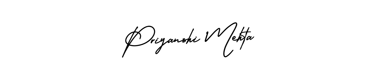 Priyanshi Mehta stylish signature style. Best Handwritten Sign (AmerikaSignatureDemo-Regular) for my name. Handwritten Signature Collection Ideas for my name Priyanshi Mehta. Priyanshi Mehta signature style 3 images and pictures png