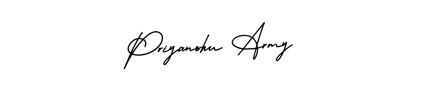 How to make Priyanshu Army name signature. Use AmerikaSignatureDemo-Regular style for creating short signs online. This is the latest handwritten sign. Priyanshu Army signature style 3 images and pictures png