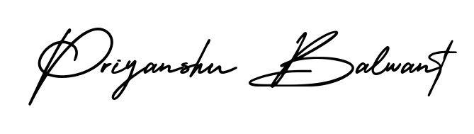 Elevate your brand with a stunning Priyanshu Balwant eSignature. The AmerikaSignatureDemo-Regular style provides a balanced, flowing aesthetic for everyday signing. Priyanshu Balwant signature style 3 images and pictures png