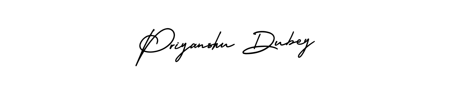 You should practise on your own different ways (AmerikaSignatureDemo-Regular) to write your name (Priyanshu Dubey) in signature. don't let someone else do it for you. Priyanshu Dubey signature style 3 images and pictures png