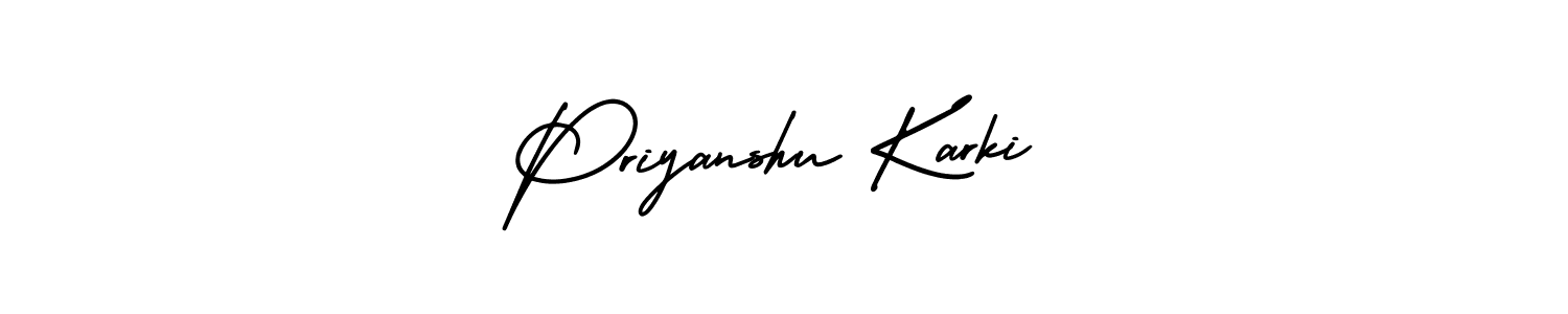 Priyanshu Karki stylish signature style. Best Handwritten Sign (AmerikaSignatureDemo-Regular) for my name. Handwritten Signature Collection Ideas for my name Priyanshu Karki. Priyanshu Karki signature style 3 images and pictures png