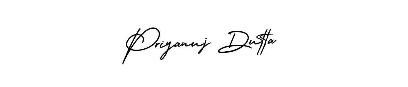 The best way (AmerikaSignatureDemo-Regular) to make a short signature is to pick only two or three words in your name. The name Priyanuj Dutta include a total of six letters. For converting this name. Priyanuj Dutta signature style 3 images and pictures png