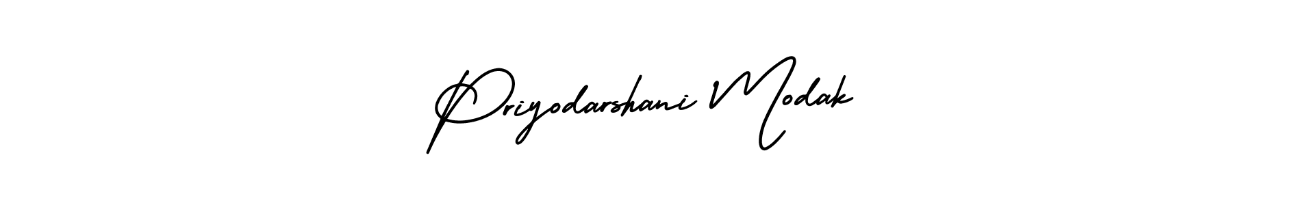 The best way (AmerikaSignatureDemo-Regular) to make a short signature is to pick only two or three words in your name. The name Priyodarshani Modak include a total of six letters. For converting this name. Priyodarshani Modak signature style 3 images and pictures png