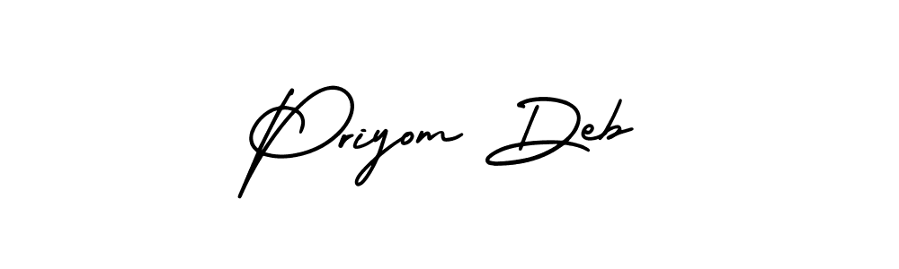 Use a signature maker to create a handwritten signature online. With this signature software, you can design (AmerikaSignatureDemo-Regular) your own signature for name Priyom Deb. Priyom Deb signature style 3 images and pictures png