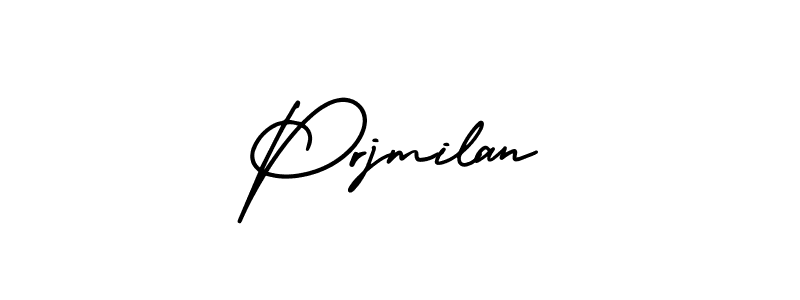 The best way (AmerikaSignatureDemo-Regular) to make a short signature is to pick only two or three words in your name. The name Prjmilan include a total of six letters. For converting this name. Prjmilan signature style 3 images and pictures png