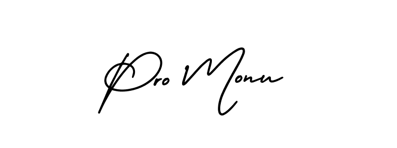 The best way (AmerikaSignatureDemo-Regular) to make a short signature is to pick only two or three words in your name. The name Pro Monu include a total of six letters. For converting this name. Pro Monu signature style 3 images and pictures png