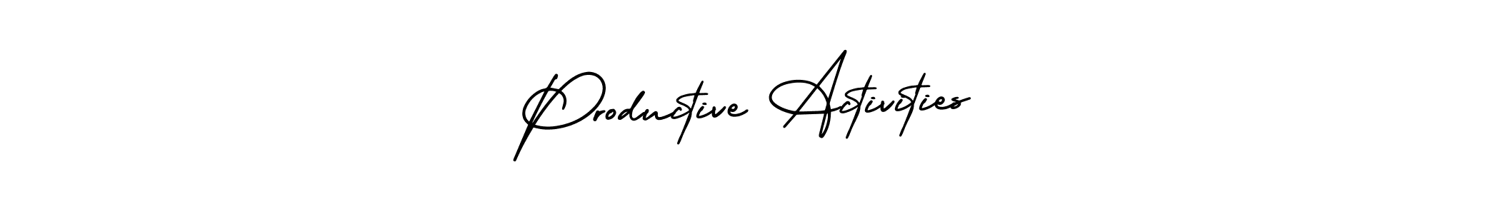 The best way (AmerikaSignatureDemo-Regular) to make a short signature is to pick only two or three words in your name. The name Productive Activities include a total of six letters. For converting this name. Productive Activities signature style 3 images and pictures png