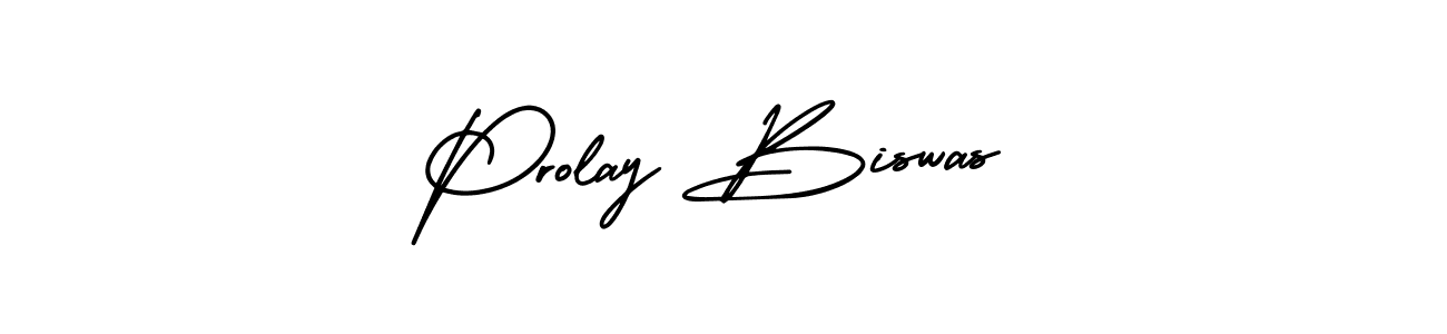 You should practise on your own different ways (AmerikaSignatureDemo-Regular) to write your name (Prolay Biswas) in signature. don't let someone else do it for you. Prolay Biswas signature style 3 images and pictures png