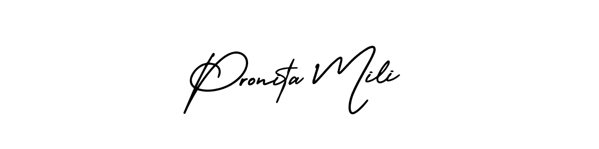 How to Draw Pronita Mili signature style? AmerikaSignatureDemo-Regular is a latest design signature styles for name Pronita Mili. Pronita Mili signature style 3 images and pictures png
