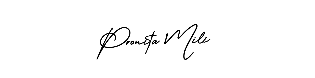 How to make Pronita Mili name signature. Use AmerikaSignatureDemo-Regular style for creating short signs online. This is the latest handwritten sign. Pronita Mili signature style 3 images and pictures png