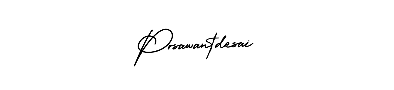 The best way (AmerikaSignatureDemo-Regular) to make a short signature is to pick only two or three words in your name. The name Prsawantdesai include a total of six letters. For converting this name. Prsawantdesai signature style 3 images and pictures png