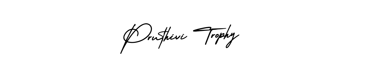 Pruthivi Trophy stylish signature style. Best Handwritten Sign (AmerikaSignatureDemo-Regular) for my name. Handwritten Signature Collection Ideas for my name Pruthivi Trophy. Pruthivi Trophy signature style 3 images and pictures png