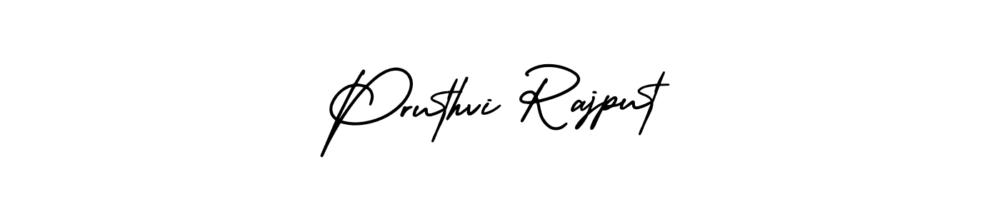 You should practise on your own different ways (AmerikaSignatureDemo-Regular) to write your name (Pruthvi Rajput) in signature. don't let someone else do it for you. Pruthvi Rajput signature style 3 images and pictures png