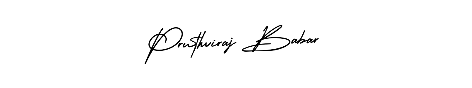 You should practise on your own different ways (AmerikaSignatureDemo-Regular) to write your name (Pruthviraj Babar) in signature. don't let someone else do it for you. Pruthviraj Babar signature style 3 images and pictures png