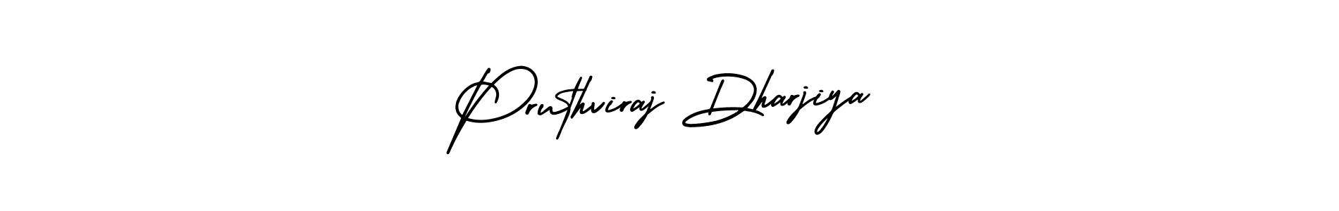 The best way (AmerikaSignatureDemo-Regular) to make a short signature is to pick only two or three words in your name. The name Pruthviraj Dharjiya include a total of six letters. For converting this name. Pruthviraj Dharjiya signature style 3 images and pictures png