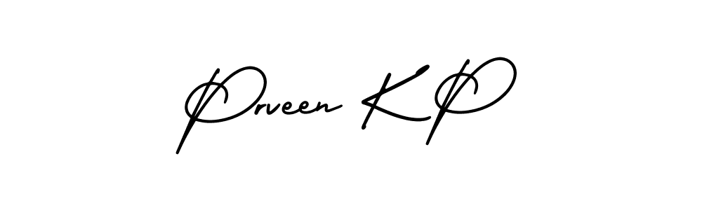 Prveen K P stylish signature style. Best Handwritten Sign (AmerikaSignatureDemo-Regular) for my name. Handwritten Signature Collection Ideas for my name Prveen K P. Prveen K P signature style 3 images and pictures png