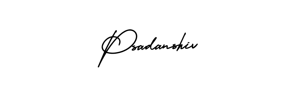 You should practise on your own different ways (AmerikaSignatureDemo-Regular) to write your name (Psadanshiv) in signature. don't let someone else do it for you. Psadanshiv signature style 3 images and pictures png