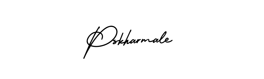 You should practise on your own different ways (AmerikaSignatureDemo-Regular) to write your name (Pskharmale) in signature. don't let someone else do it for you. Pskharmale signature style 3 images and pictures png