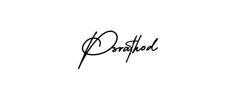 You should practise on your own different ways (AmerikaSignatureDemo-Regular) to write your name (Psrathod) in signature. don't let someone else do it for you. Psrathod signature style 3 images and pictures png