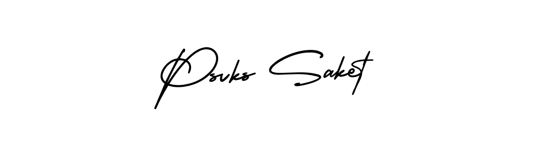 This is the best signature style for the Psvks Saket name. Also you like these signature font (AmerikaSignatureDemo-Regular). Mix name signature. Psvks Saket signature style 3 images and pictures png