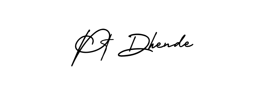 You should practise on your own different ways (AmerikaSignatureDemo-Regular) to write your name (Pt Dhende) in signature. don't let someone else do it for you. Pt Dhende signature style 3 images and pictures png