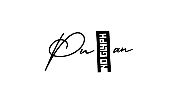 The best way (AmerikaSignatureDemo-Regular) to make a short signature is to pick only two or three words in your name. The name Puźan include a total of six letters. For converting this name. Puźan signature style 3 images and pictures png