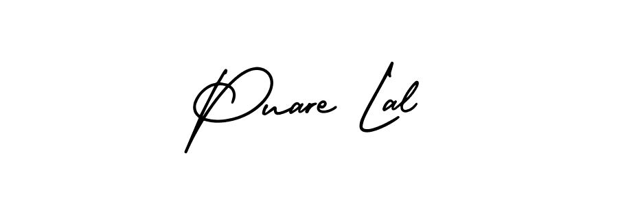 The best way (AmerikaSignatureDemo-Regular) to make a short signature is to pick only two or three words in your name. The name Puare Lal include a total of six letters. For converting this name. Puare Lal signature style 3 images and pictures png
