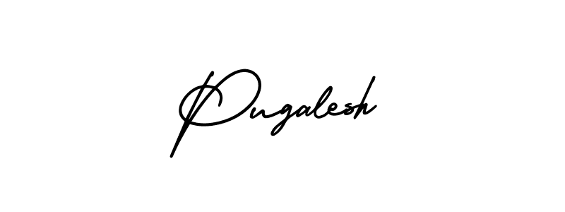 You should practise on your own different ways (AmerikaSignatureDemo-Regular) to write your name (Pugalesh) in signature. don't let someone else do it for you. Pugalesh signature style 3 images and pictures png
