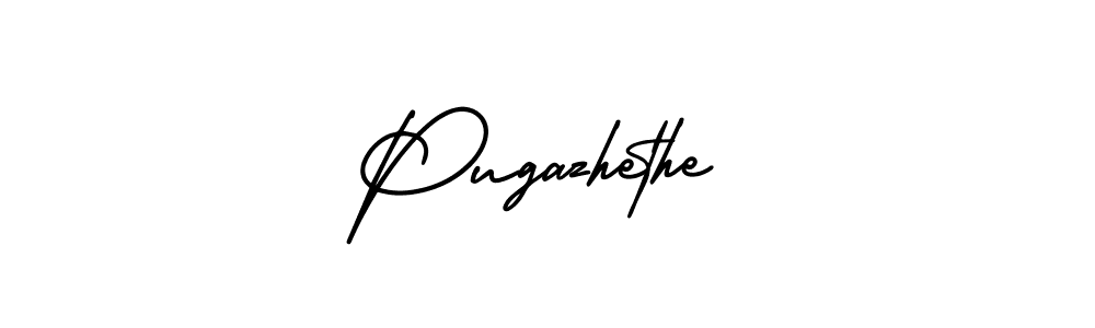 Pugazhethe stylish signature style. Best Handwritten Sign (AmerikaSignatureDemo-Regular) for my name. Handwritten Signature Collection Ideas for my name Pugazhethe. Pugazhethe signature style 3 images and pictures png