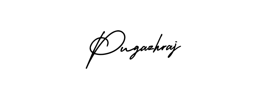 You should practise on your own different ways (AmerikaSignatureDemo-Regular) to write your name (Pugazhraj) in signature. don't let someone else do it for you. Pugazhraj signature style 3 images and pictures png