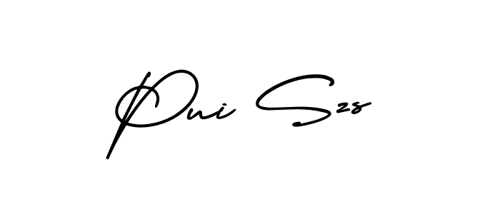 The best way (AmerikaSignatureDemo-Regular) to make a short signature is to pick only two or three words in your name. The name Pui Szs include a total of six letters. For converting this name. Pui Szs signature style 3 images and pictures png