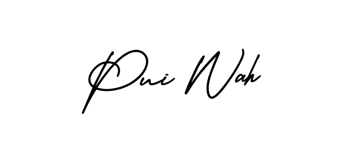 Pui Wah stylish signature style. Best Handwritten Sign (AmerikaSignatureDemo-Regular) for my name. Handwritten Signature Collection Ideas for my name Pui Wah. Pui Wah signature style 3 images and pictures png