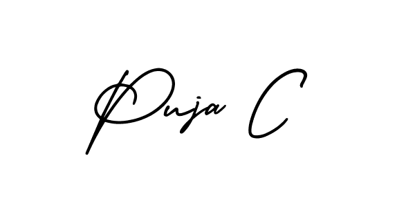 Use a signature maker to create a handwritten signature online. With this signature software, you can design (AmerikaSignatureDemo-Regular) your own signature for name Puja C. Puja C signature style 3 images and pictures png