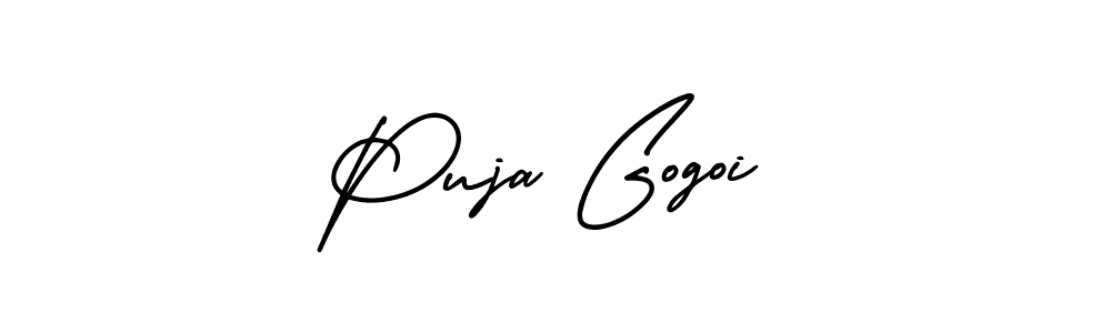 How to make Puja Gogoi name signature. Use AmerikaSignatureDemo-Regular style for creating short signs online. This is the latest handwritten sign. Puja Gogoi signature style 3 images and pictures png