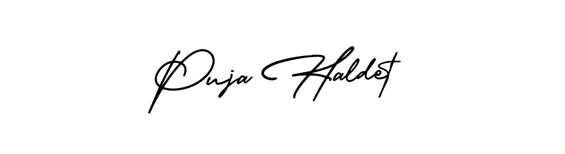 Similarly AmerikaSignatureDemo-Regular is the best handwritten signature design. Signature creator online .You can use it as an online autograph creator for name Puja Haldet. Puja Haldet signature style 3 images and pictures png