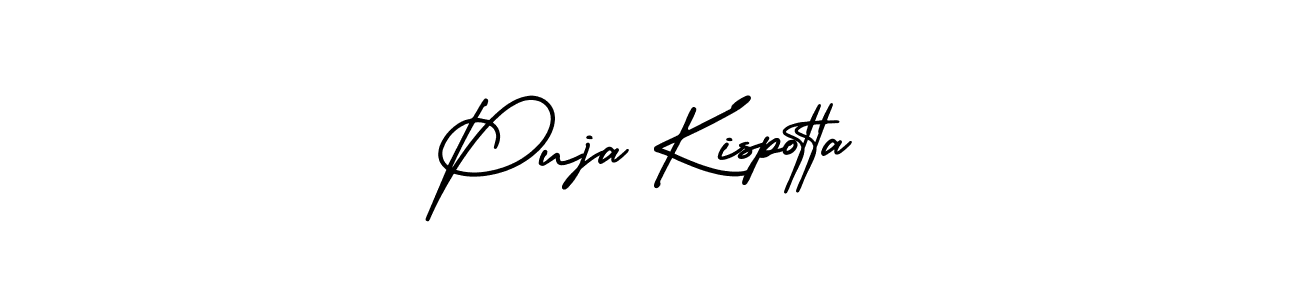This is the best signature style for the Puja Kispotta name. Also you like these signature font (AmerikaSignatureDemo-Regular). Mix name signature. Puja Kispotta signature style 3 images and pictures png