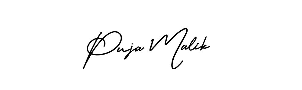 AmerikaSignatureDemo-Regular is a professional signature style that is perfect for those who want to add a touch of class to their signature. It is also a great choice for those who want to make their signature more unique. Get Puja Malik name to fancy signature for free. Puja Malik signature style 3 images and pictures png