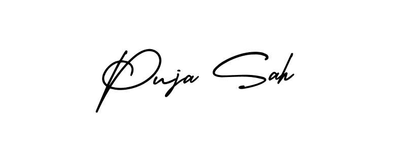 It looks lik you need a new signature style for name Puja Sah. Design unique handwritten (AmerikaSignatureDemo-Regular) signature with our free signature maker in just a few clicks. Puja Sah signature style 3 images and pictures png