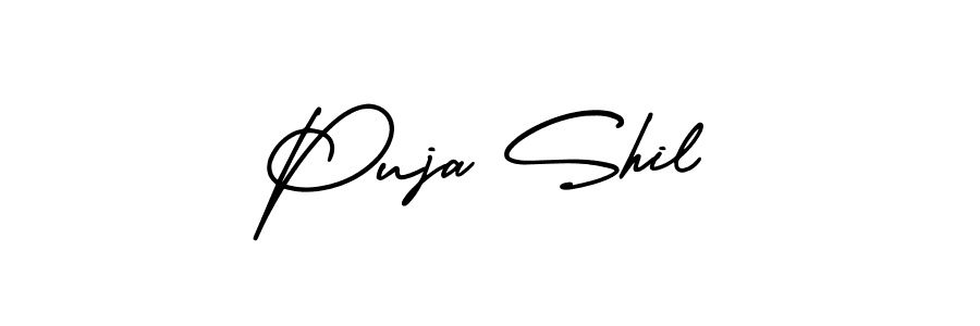 Use a signature maker to create a handwritten signature online. With this signature software, you can design (AmerikaSignatureDemo-Regular) your own signature for name Puja Shil. Puja Shil signature style 3 images and pictures png