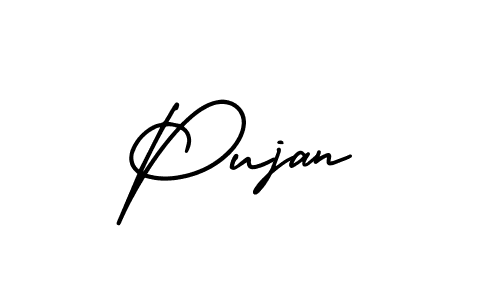 How to make Pujan name signature. Use AmerikaSignatureDemo-Regular style for creating short signs online. This is the latest handwritten sign. Pujan signature style 3 images and pictures png