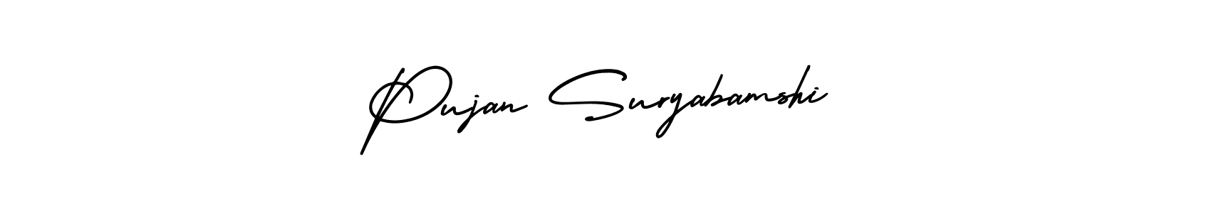 if you are searching for the best signature style for your name Pujan Suryabamshi. so please give up your signature search. here we have designed multiple signature styles  using AmerikaSignatureDemo-Regular. Pujan Suryabamshi signature style 3 images and pictures png