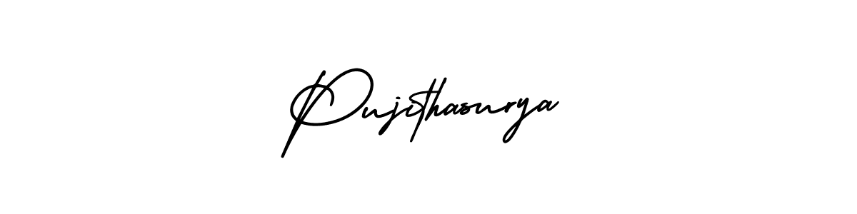 AmerikaSignatureDemo-Regular is a professional signature style that is perfect for those who want to add a touch of class to their signature. It is also a great choice for those who want to make their signature more unique. Get Pujithasurya name to fancy signature for free. Pujithasurya signature style 3 images and pictures png