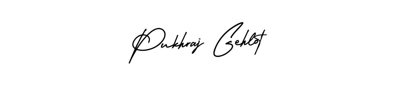 The best way (AmerikaSignatureDemo-Regular) to make a short signature is to pick only two or three words in your name. The name Pukhraj Gehlot include a total of six letters. For converting this name. Pukhraj Gehlot signature style 3 images and pictures png