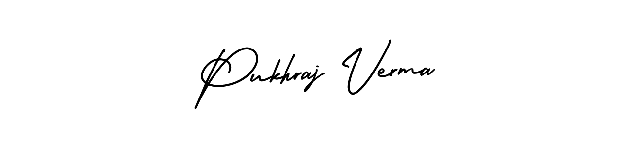 You should practise on your own different ways (AmerikaSignatureDemo-Regular) to write your name (Pukhraj Verma) in signature. don't let someone else do it for you. Pukhraj Verma signature style 3 images and pictures png