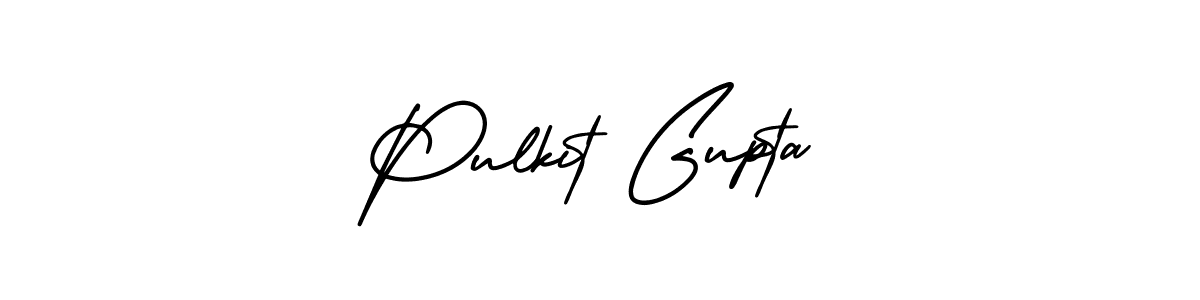 You should practise on your own different ways (AmerikaSignatureDemo-Regular) to write your name (Pulkit Gupta) in signature. don't let someone else do it for you. Pulkit Gupta signature style 3 images and pictures png